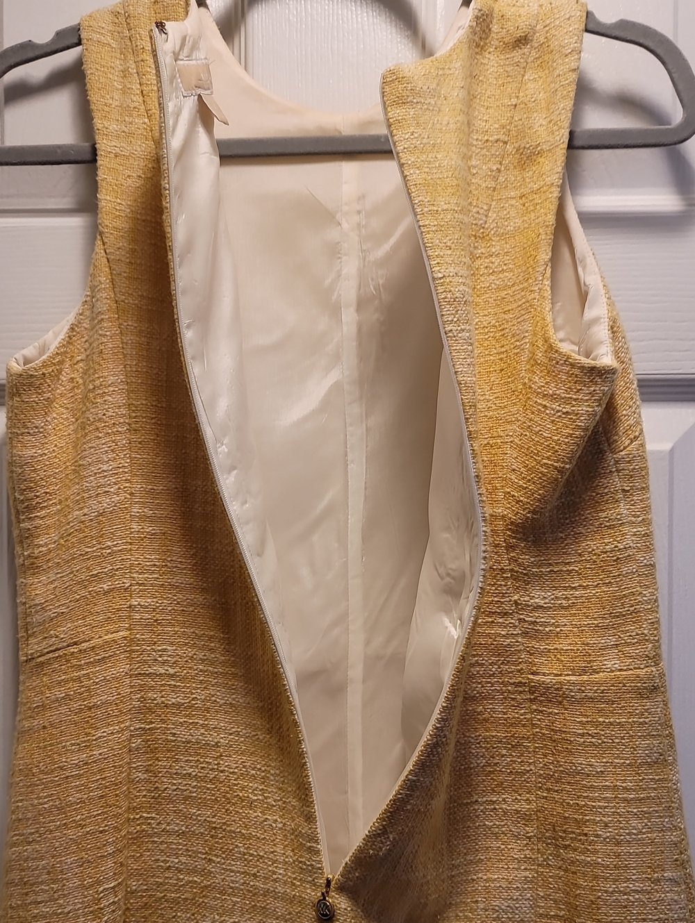 Michael Michael Kors Yellow Saffron Tweed Knit Shift Dress Sz 4 - Picture 10 of 11